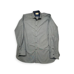 Ted Baker Endurance Cotton Men's Dress‎ Shirt - Grey Pattern, Size 17 Neck 36/37